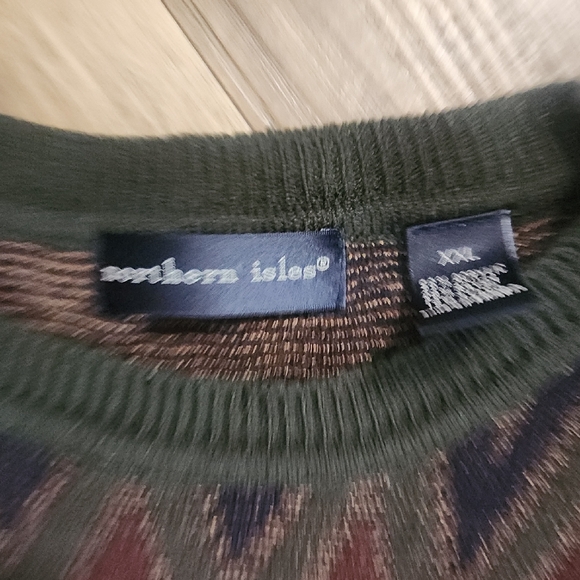 Northern Isles Vintage Zig Zag Knit Grandpa Sweater XL Retro 90s Style - Picture 7 of 11